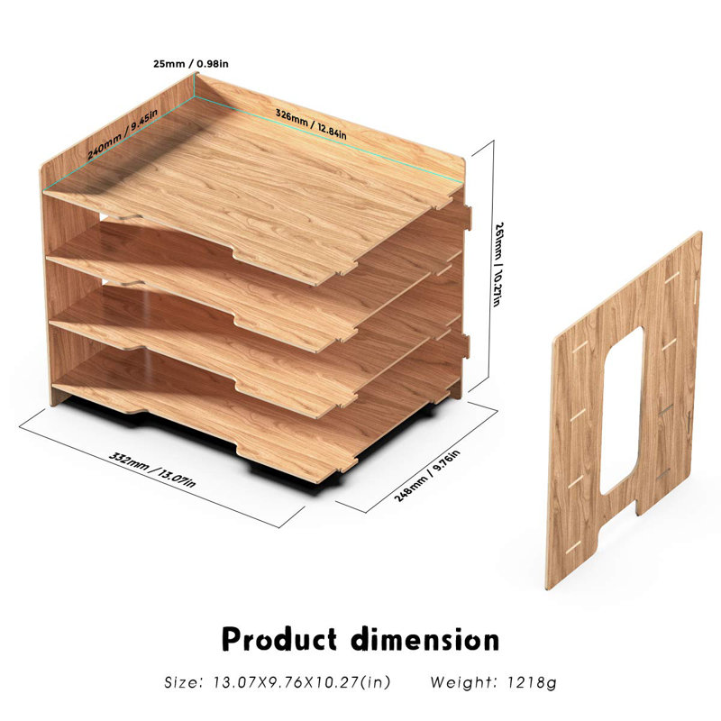 Lecenta Manufactured Wood File Organiser, Wooden