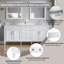 Meuble-lavabo autoportant en bois massif Gamella l 80 po x H 35 po avec comptoir en quartz blanc Carrera résistant aux taches et lavabo double, blanc-1536459233-1500794680