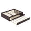 Lit plateforme double en bois massif avec lit gigogne, 2 tiroirs de rangement et multiprise intégrée, espresso-1436410181-1436410182