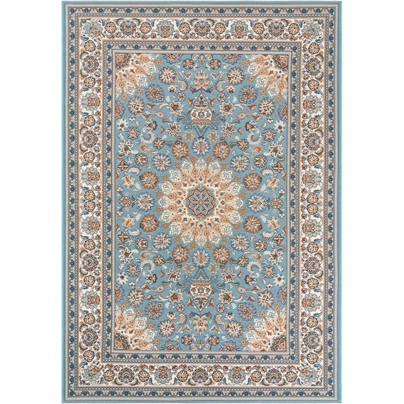 Tapis traditionnel bleu Tollefson, Rectangle 6 pi 1 po x 9 pi