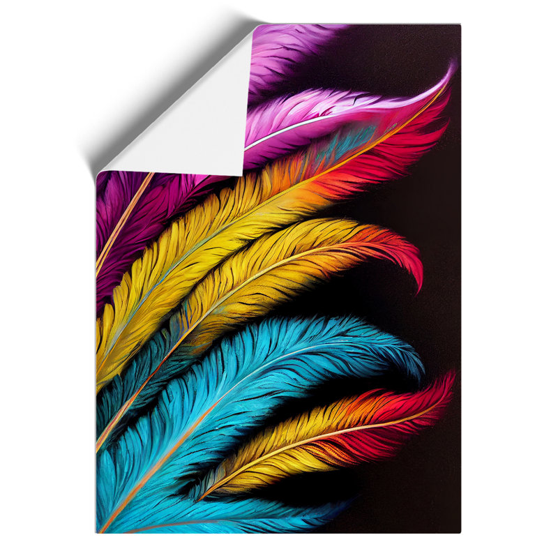 Vibrant Feathers No.2 - Wall Art, 29.7cm H x 21cm W x 3cm D, Paper, No Matte