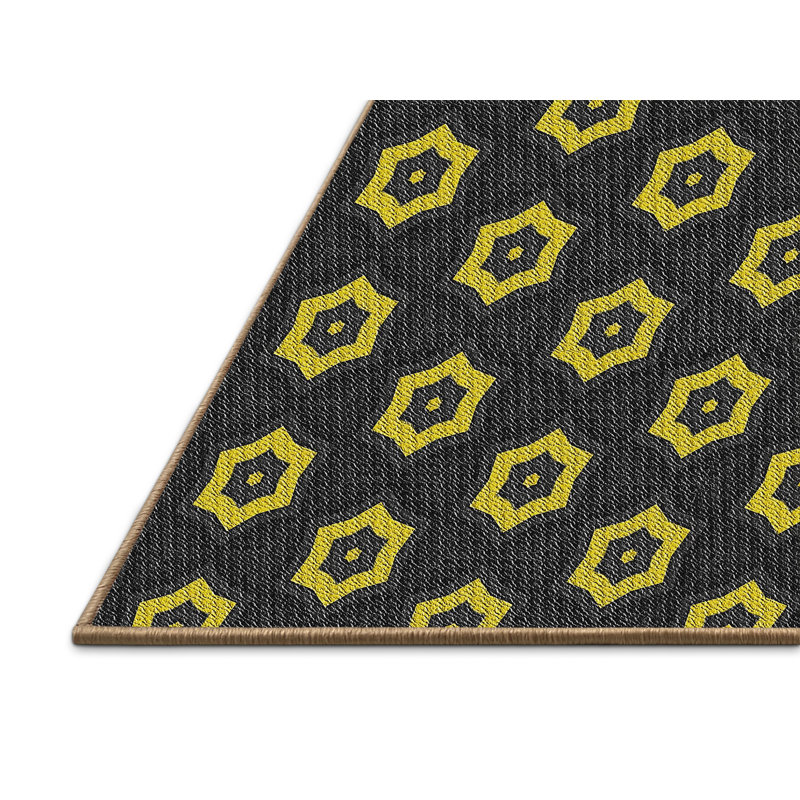 Tapis vert/noir à motifs Jackqueline, Rectangle 6 pi x 9 pi