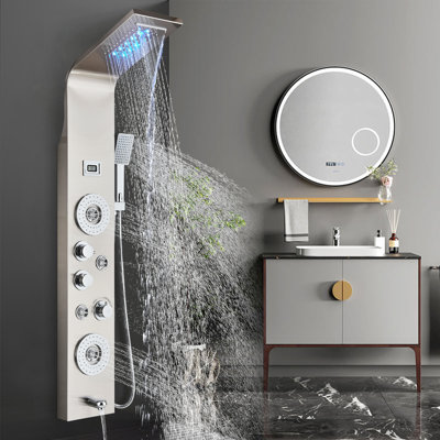 Panneau de douche 50 po avec pomme de douche fixe