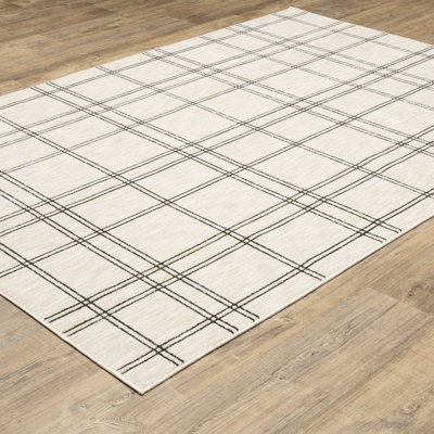 Harlow Geometric Lines Beige/ Black Area Rug