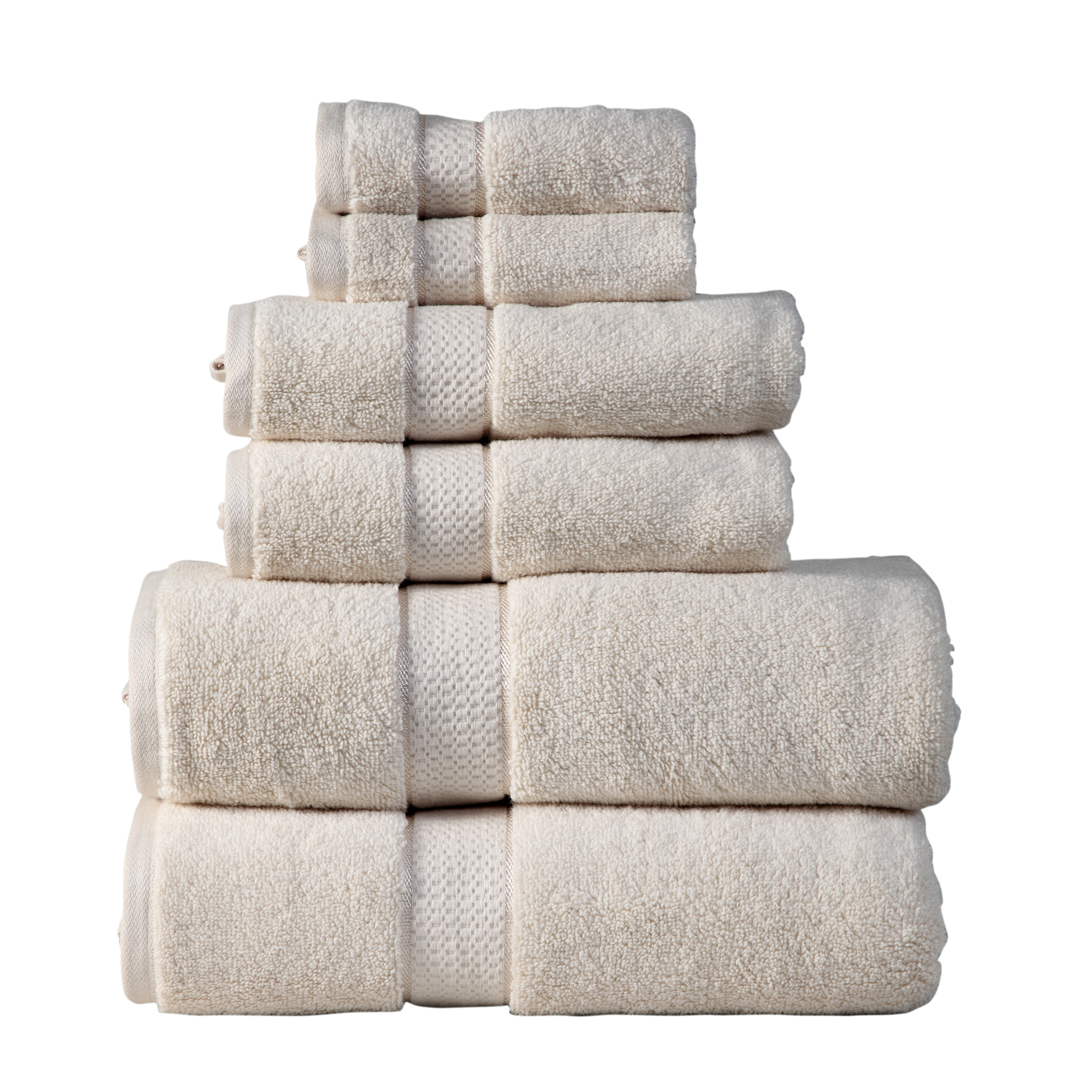 100 Percent Cotton Towel Set, Zero Twist, Soft and Absorbent 6 Piece Set  With 2 Bath Towels, 2 Hand Towels and 2 Washcloths (White) By Lavish Home