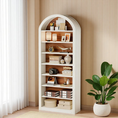 Spacious Display Shelving,Freestanding Bookshelf,Arched Bookcase