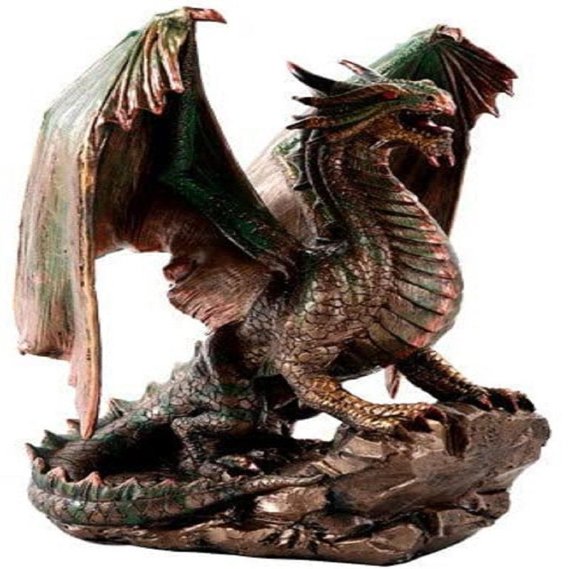 Figurine bronzite dragon debout sur le rock