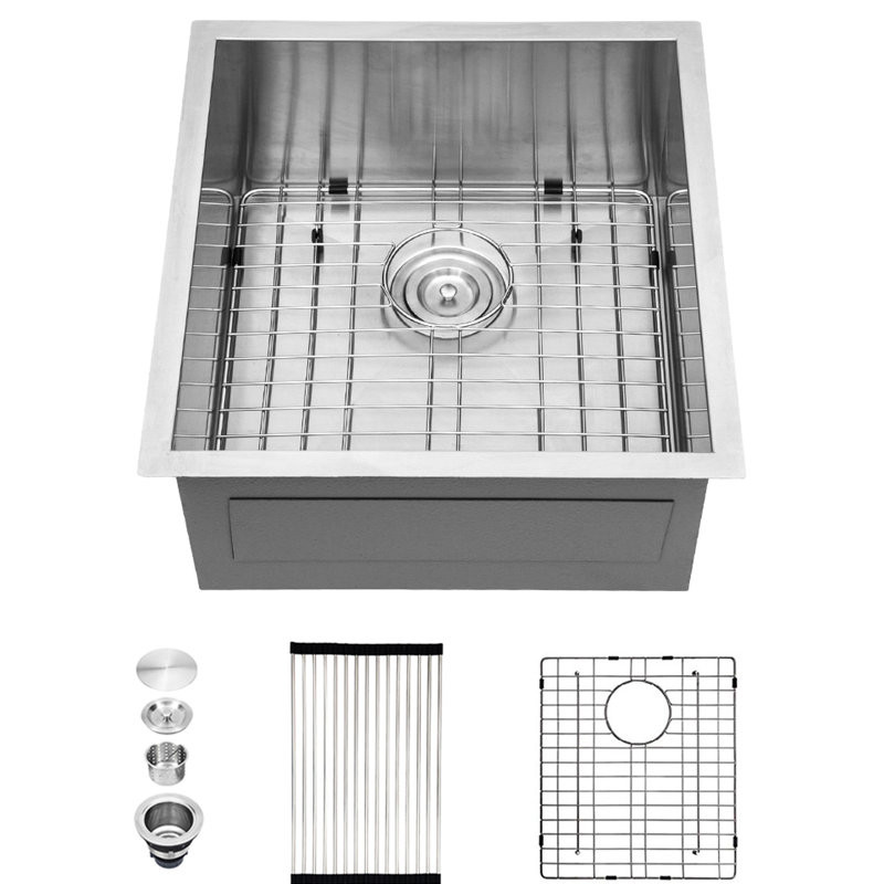 19 Inch Undermount Stainless Steel 16 Gauge 9 Deep Single Bowl Kitchen Sink With Soundproofing Function And Curved Corners For Aesthetics, Package Includes Drying Rack Installation Guide X 20 Pads -