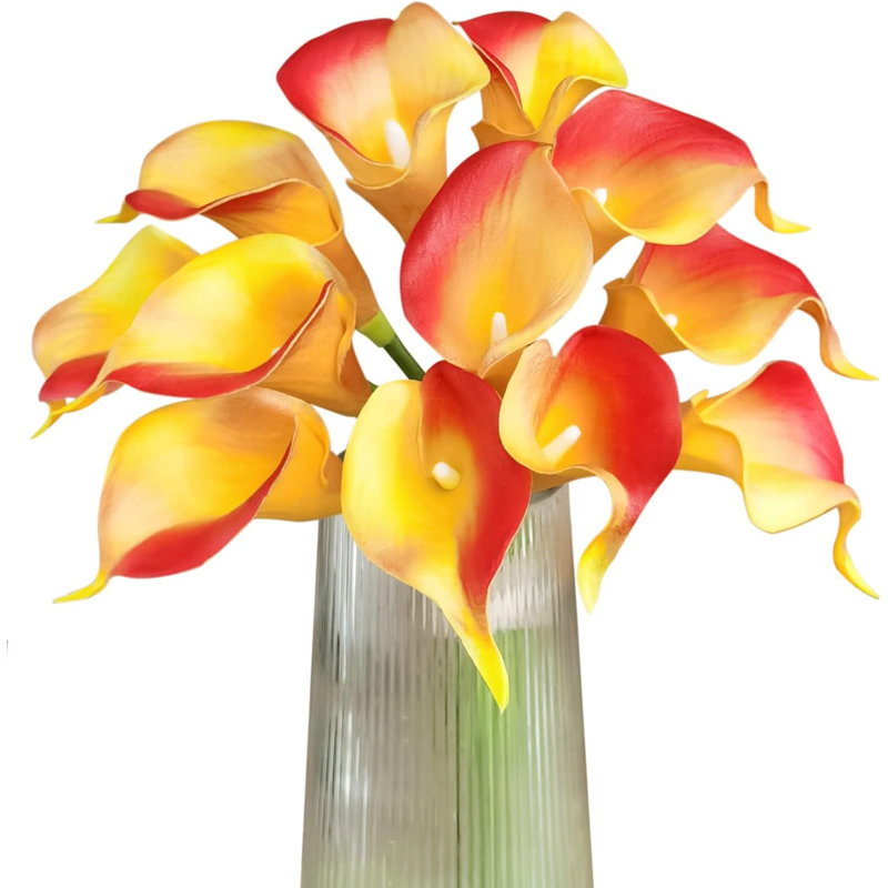 12Pcs Red Yellow Artificial Calla Lily Flowers