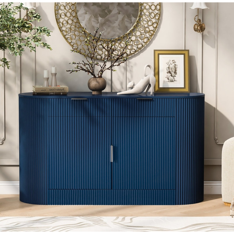Armoire en panneau de fibres à densité moyenne 2 portes 2 tiroirs, Marine
