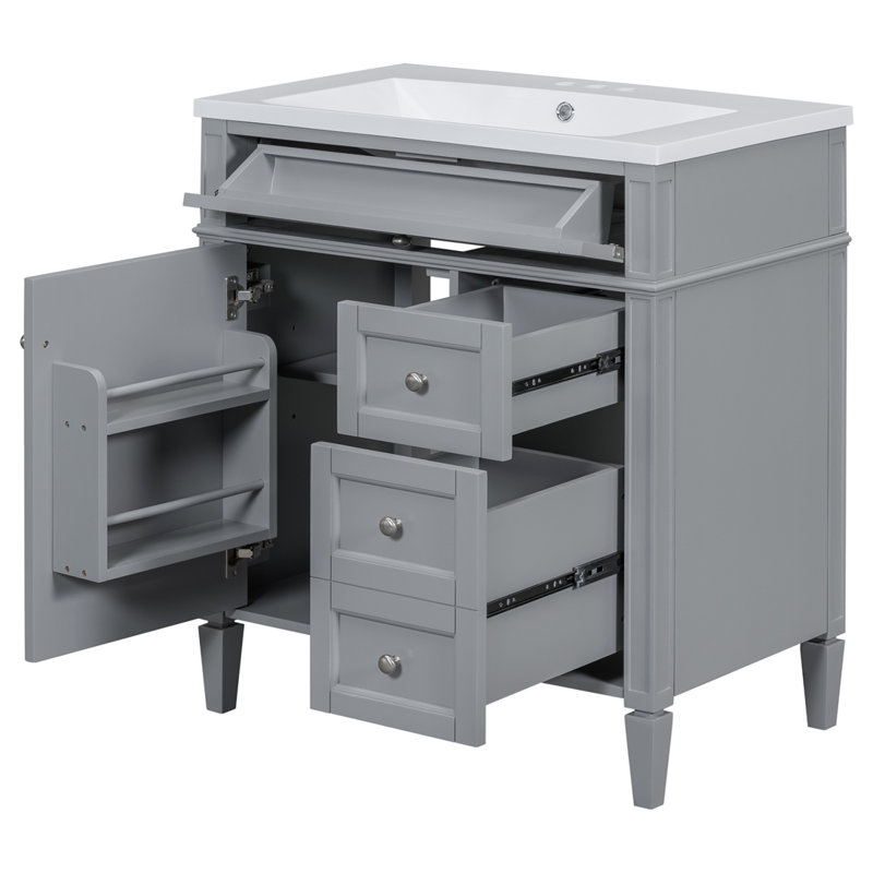 Meuble-lavabo de 30 po avec lavabo supérieur, Gris