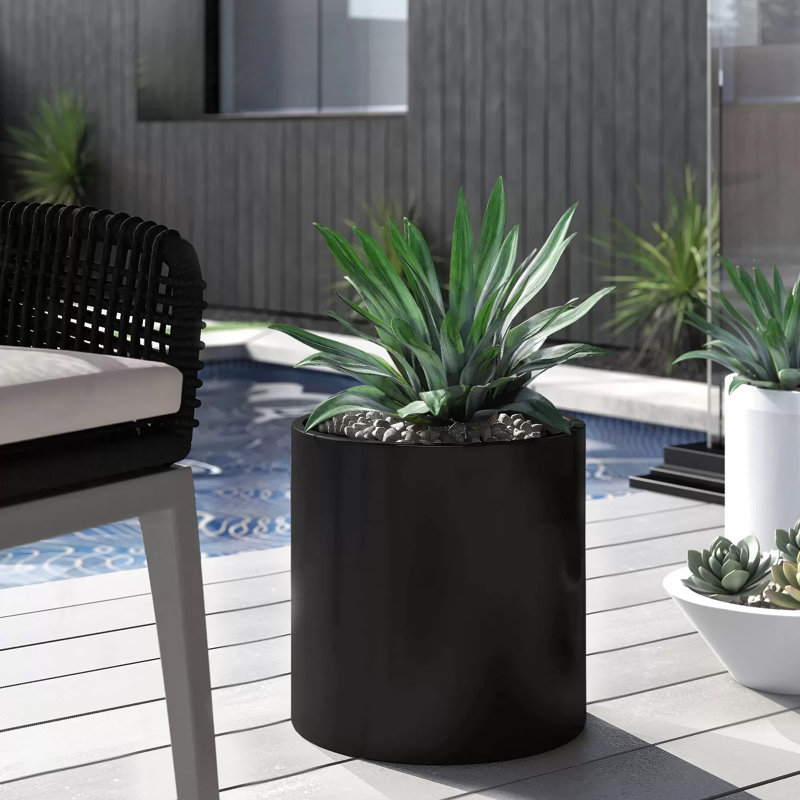 Pot à fleurs rond Brea, Noir, H 18 po x l 18 po x P 18 po