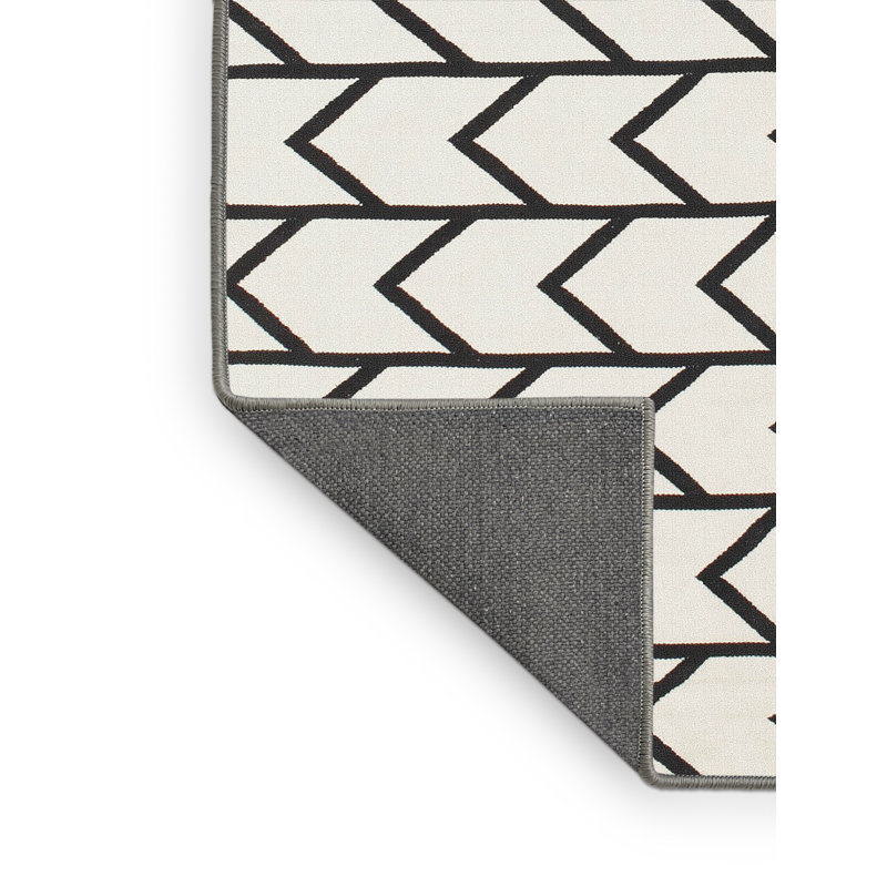 Tapis contemporain blanc / noir, Rectangle 7 pi x 9 pi