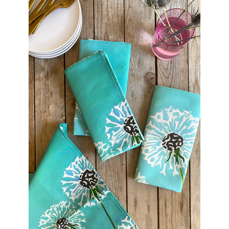 Cotton Blend Floral Square Napkin