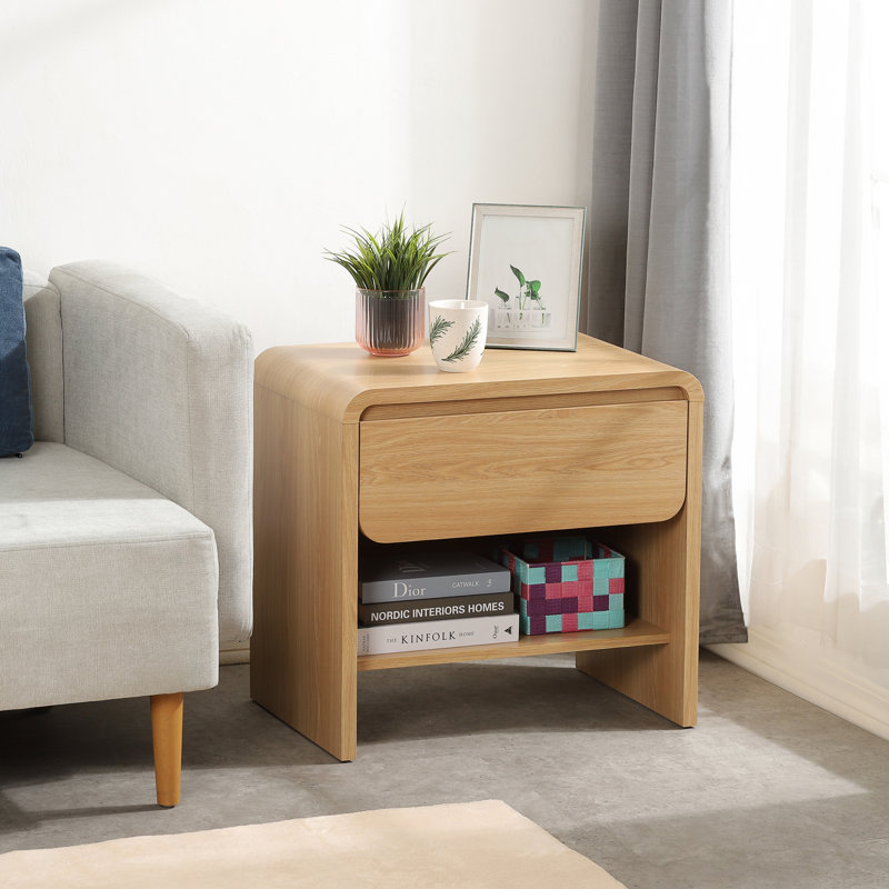 Rickie 1-Drawer End Table with Storage, Oak