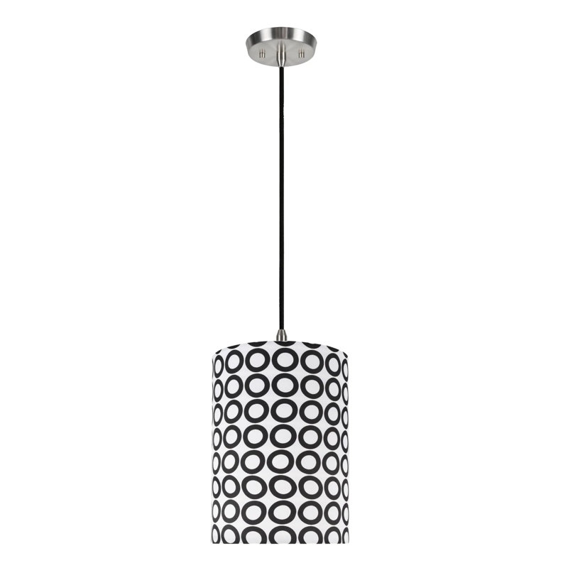 Luminaire suspendu à cylindre simple 1 lumières Noelle, Noir / Blanc