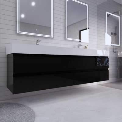 Babajide 83.3'' Bathroom Vanity with Acrylic Top