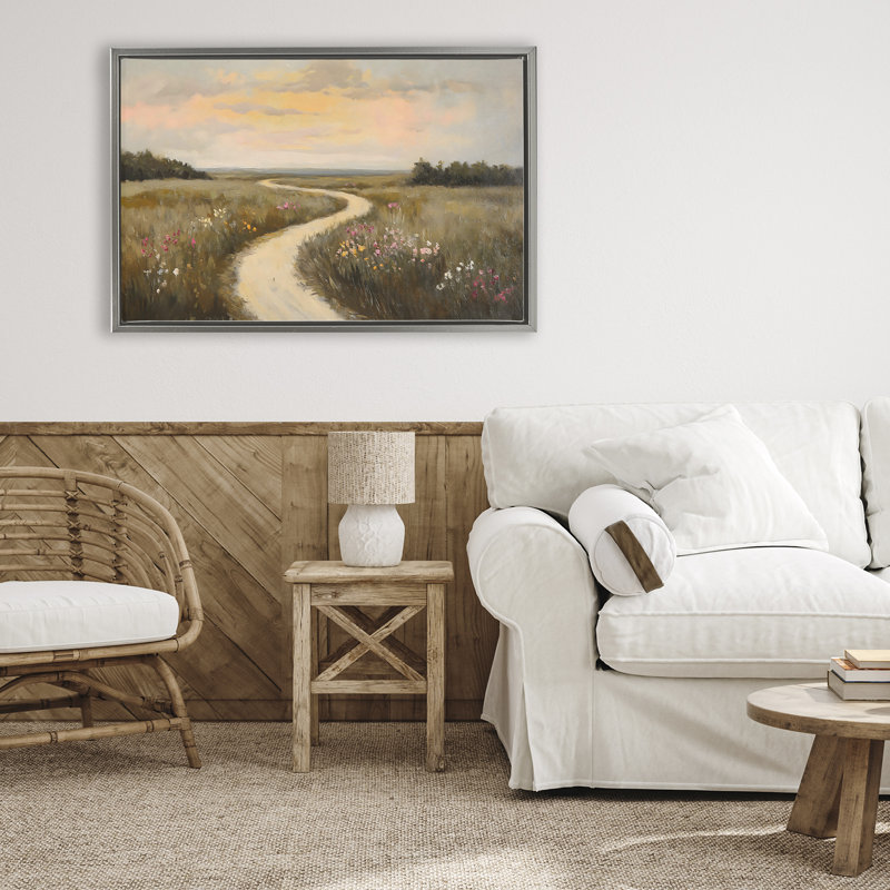 Cadre flottant Path To Sunset View, design par Franklyn Gregory, Cadre flottant gris lustré, H 21 po x l 31 po