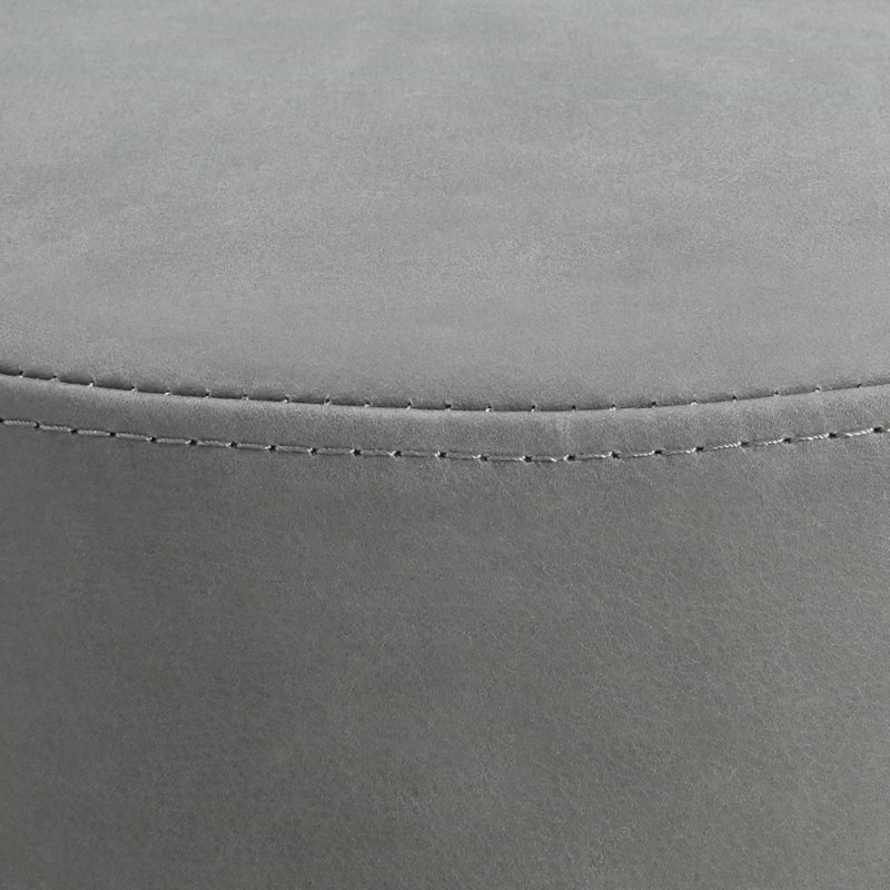 Bumper Round Pouf, Breezy Blue Genuine Leather