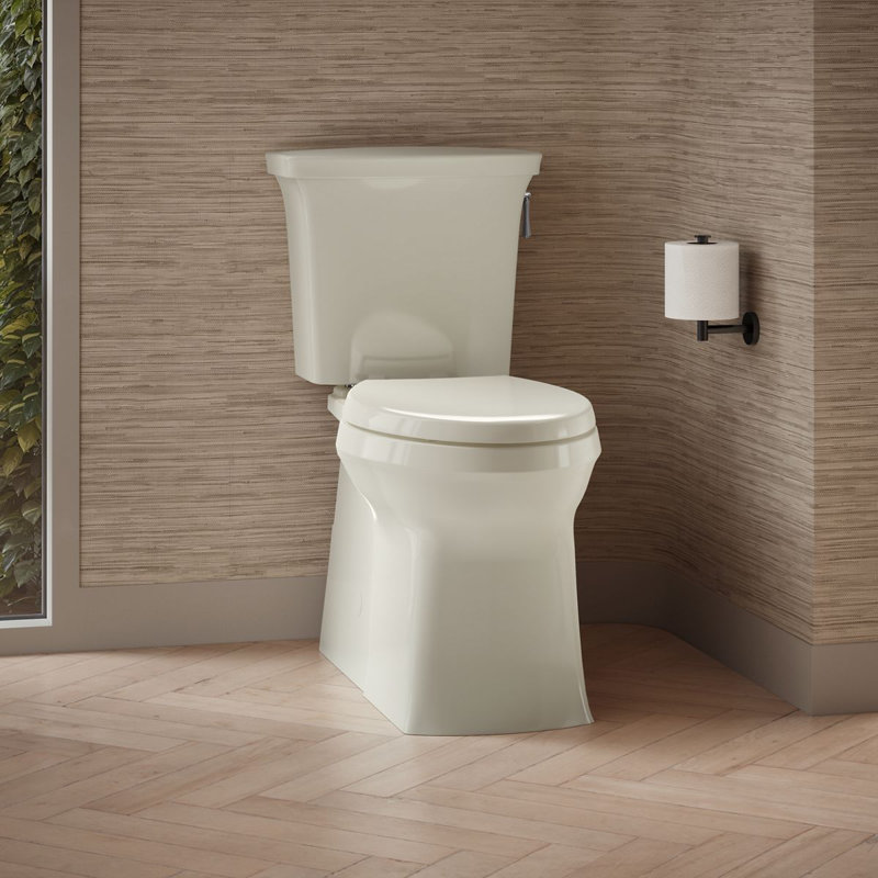 Toilette allongée deux pièces Corbelle ™ 1,28 GPF (siège non inclus), Biscuit, Côté droit