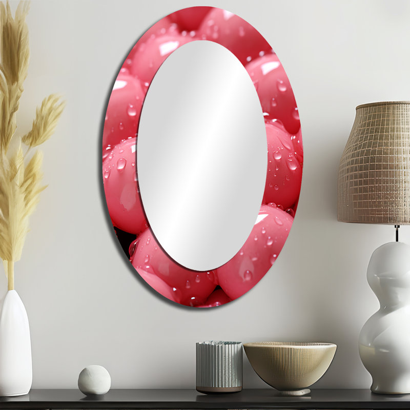 Miroir mural ovale rose bonbon et champagne, 36 po x 24 po