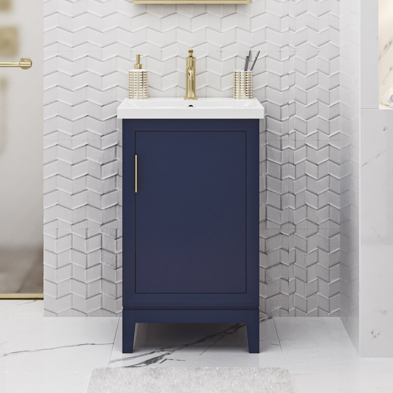 Elsa 20" Bath Vanity with Modern Single Faucet, Monarch Blue, Gold