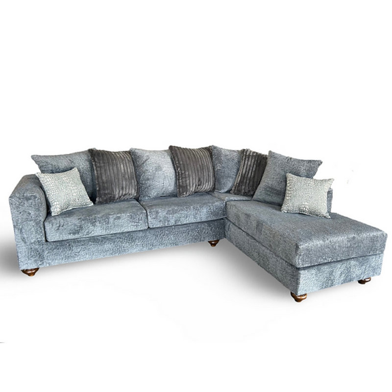 Reimar Upholstered L-Shaped Sectional Right Hand Facing, Gray Fabric