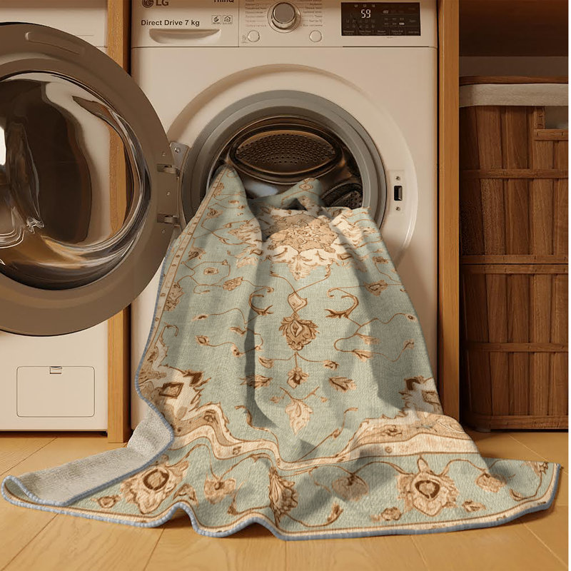 Machine Washable Tabriz Brown Area Rug