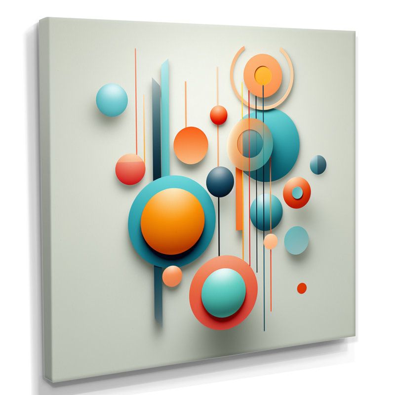 «Ascendant», art mural bleu Mid-Century, Toile tendue, H 16 po x l 16 po x P 1 po