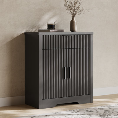 Buffet cannelé avec 2 portes et 1 tiroir, 29,5 po de large avec tablette réglable pour la salle à manger, la cuisine et le salon