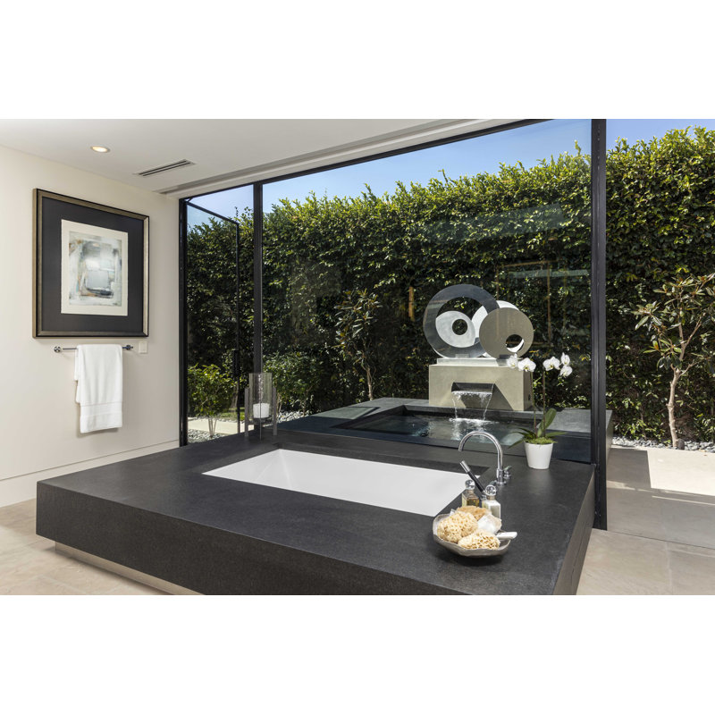 Versailles 66'' x 36'' Drop-In Air Acrylic Bathtub, Biscuit, Satin Nickel
