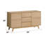 Buffet en bois synthétique avec placage de chêne et tiroir doublé de feutre, largeur 141,3 cm (55,68 po), finition élégante.