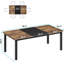 Table de salle à manger industrielle 78,7 po pour 6-8, table rectangulaire deux tons noir et brun avec pieds en métal