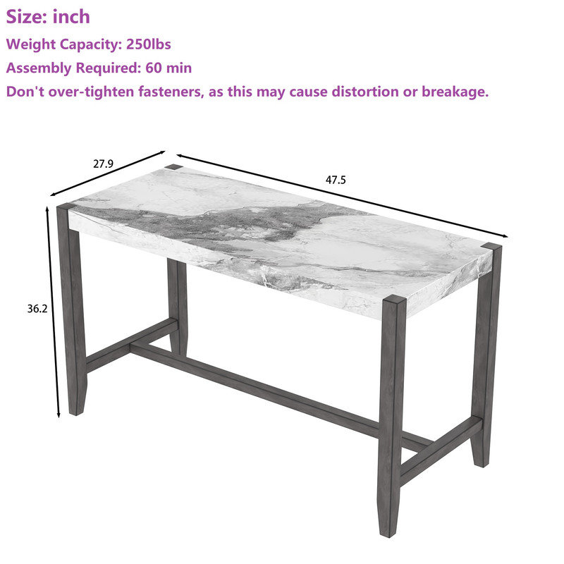Counter Height Dining Table, White