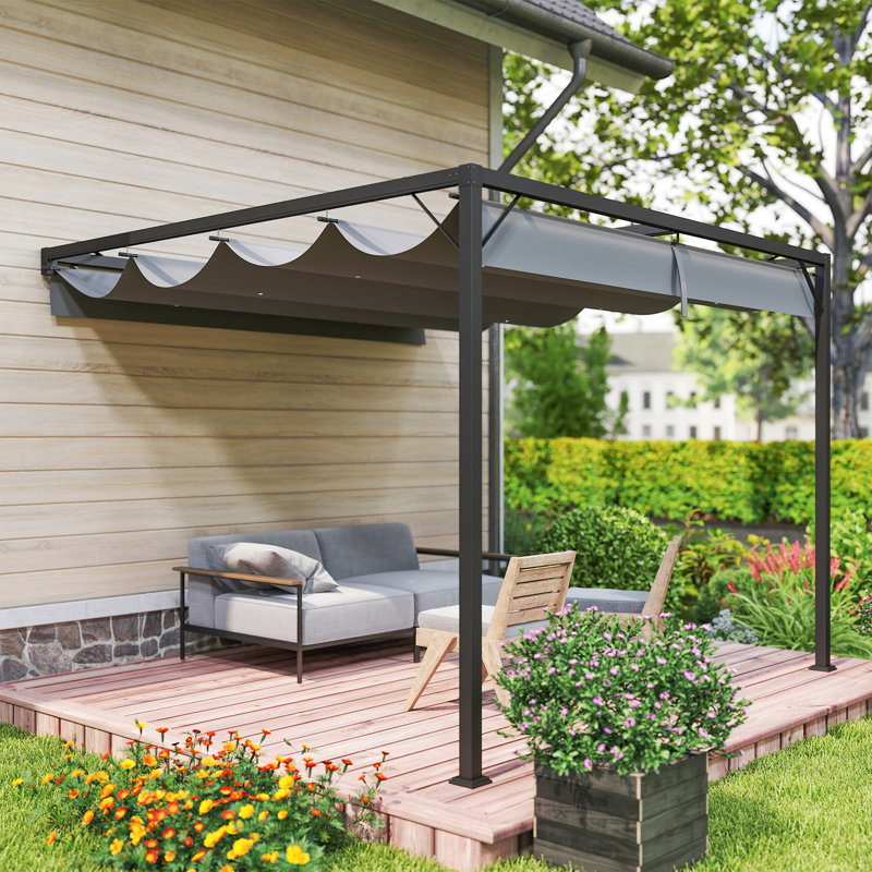 3m x 3m Metal Pergola, Grey