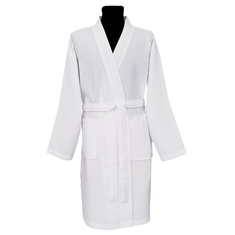 EMBROIDERED WAFFLE KIMONO BATHROBE, Mrs, L