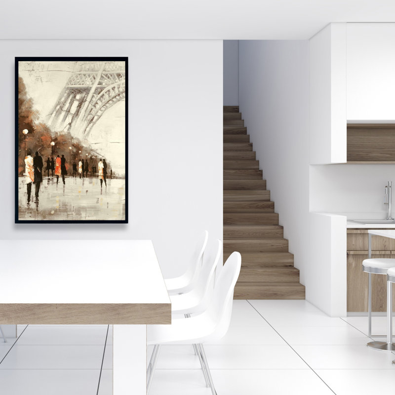 Les gens qui marchent près de la Tour Eiffel - Art sur toile romantique