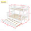 Lit simple superposé en bois d'hévéa simple avec lit gigogne, échelle convertible et garde-corps, lit convertible détachable, avec lit gigogne simple, blanc-132938701