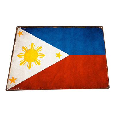 Drapeau rétro des Philippines sur impression métallique