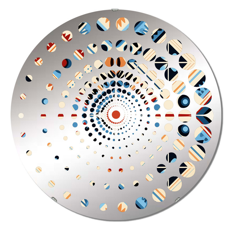 Miroir mural beige et bleu Tribal, 23,6 po x 23,6 po