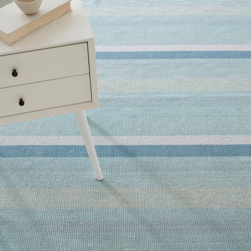 Shore Stripe Handwoven Cotton Rug, Rectangle 5' x 8'