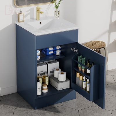 Meuble-lavabo de 20 po avec lavabo, meuble-lavabo avec tablette de porte et tablette réglable