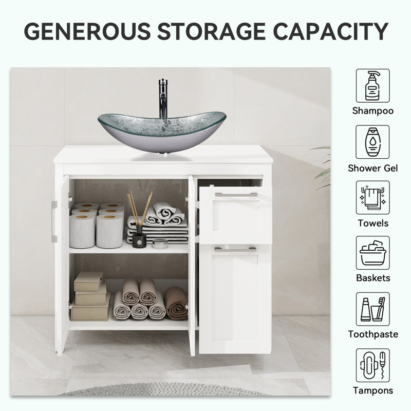36" Free-Standing Modern Single Bathroom Vanity With Sink, White