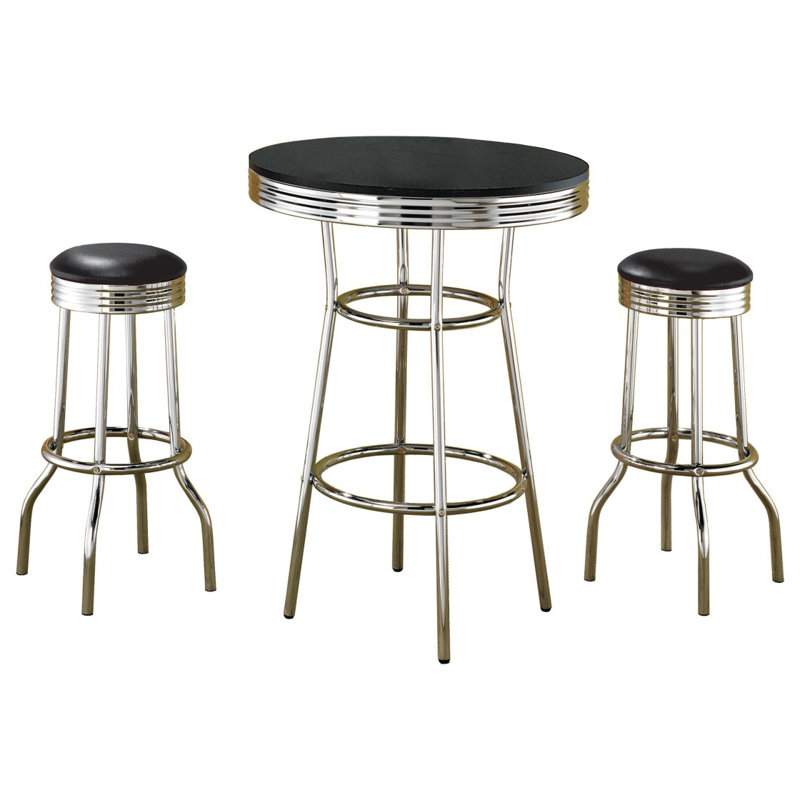 Ensemble de table bistro noir 3 pièces 1950S