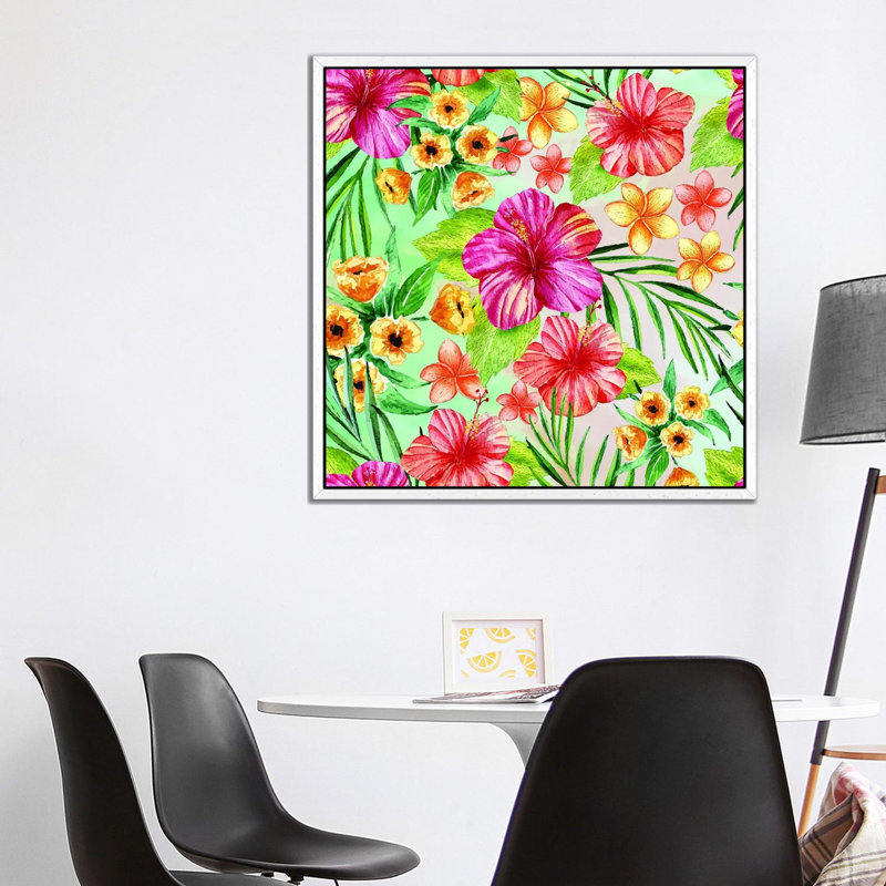 The Tropical Life I 1 Piece Wall Art on Canvas, 93.98 cm H x 93.98 cm W, White Framed