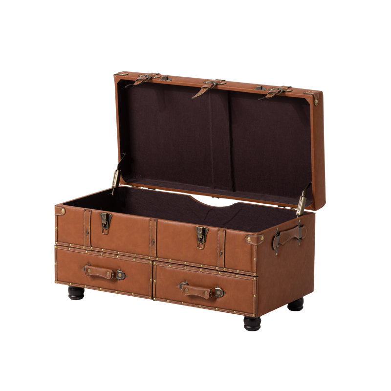 Aislah Faux Leather Upholstered Storage Bench, Brown