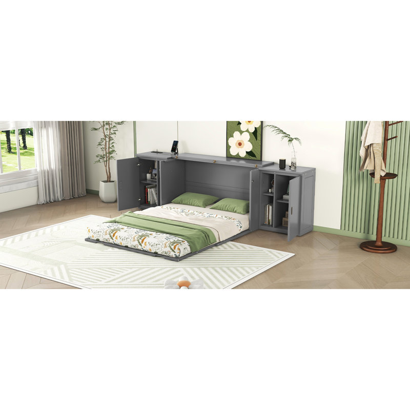 Lit escamotable multifonctionnel en MDF peu encombrant avec ports USB, idéal pour une vie compacte