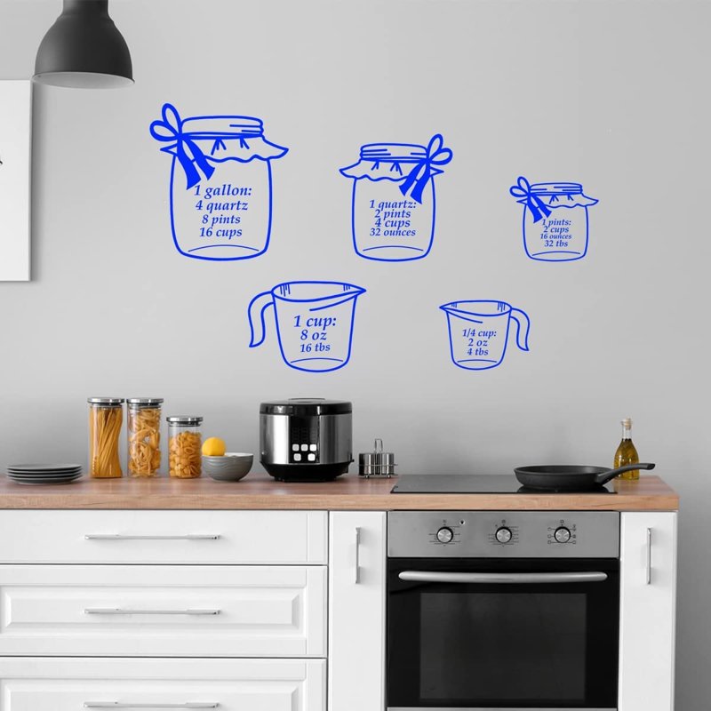 Adhésif décoratif tasses à mesurer, H 23 po x l 23 po, Bleu