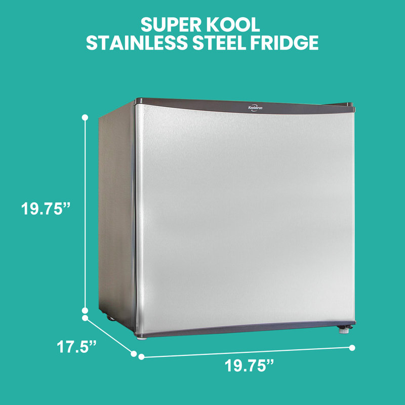 Koolatron 1.6 cu ft  Compact Fridge with Freezer, Silver/Black