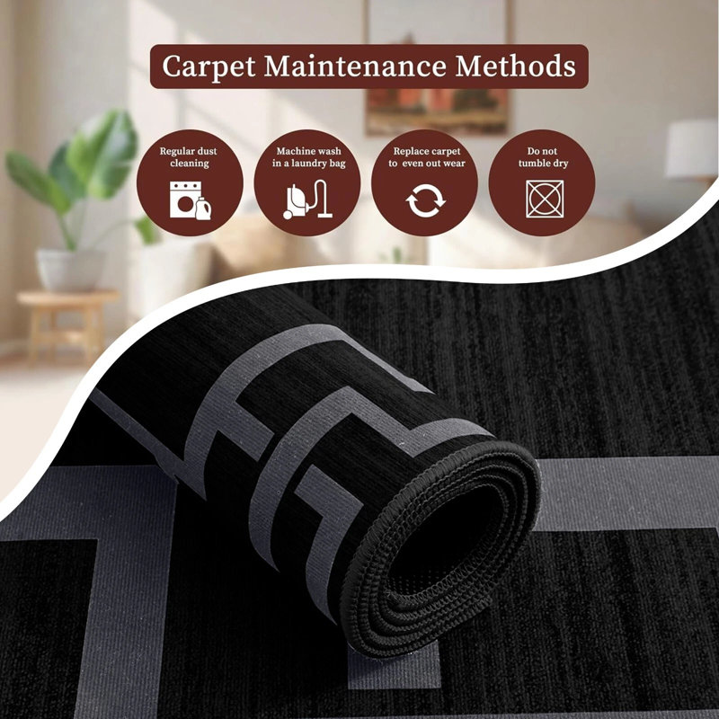 Demetriona Washable Abstract Area Rug – Low-Pile, Non-Slip, Stain-Resistant, Runner 60 x 220 cm